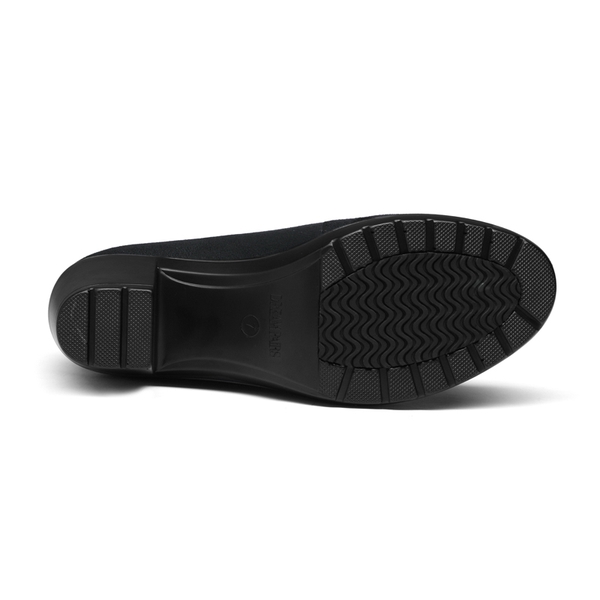 Comfortable Round Toe Block Heel Pumps - BLACK SUEDE - 5